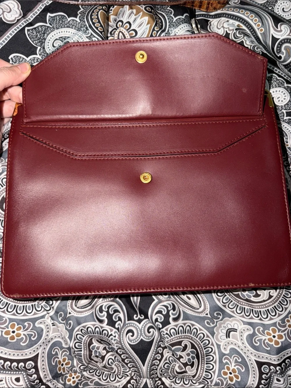 Vintage Cartier Must de Cartier Burgundy Leather Envelope Clutch Bag